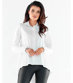 Асиметрична дамска риза в бял цвят Klara снимка