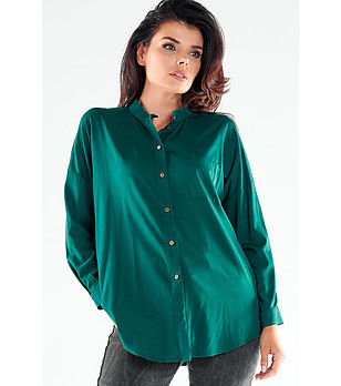 Дамска риза в тъмнозелен цвят Saphir снимка