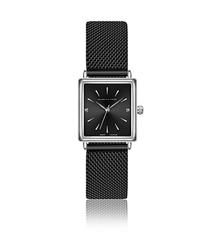 Дамски часовник със сребрист корпус и черна верижка Sobella снимка