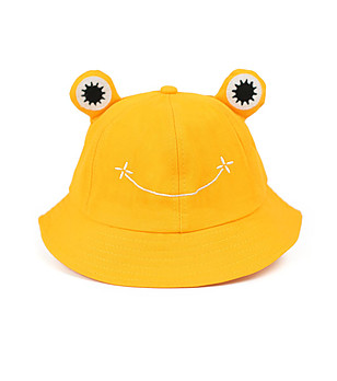 Жълта детска памучна шапка с дизайн Жабка снимка