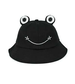 Черна памучна шапка с дизайн Жабка снимка