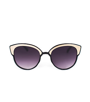 Черни дамски слънчеви очила с бежови детайли снимка