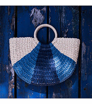Дамска чанта в светлобежово и сини нюанси Lucia снимка