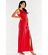 Дълга червена ефектна рокля с брокатен ефект Tonika-3 снимка
