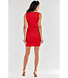 Ефектна къса рокля с брокатен ефект Ronda в червен нюанс-1 снимка