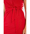 Ефектна къса рокля с брокатен ефект Ronda в червен нюанс-4 снимка
