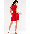 Елегантна рокля в червен нюанс с брокатен ефект Sara-1 снимка