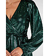 Ефектна рокля в зелен нюанс с лъскав ефект Hilary-4 снимка