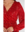 Ефектна рокля в червен нюанс обшита с пайети Kamelia-4 снимка