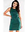 Ефектна къса рокля с брокатен ефект Ronda в зелен нюанс-2 снимка