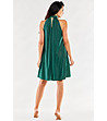 Ефектна трапецовидна рокля в зелен нюанс с брокатен ефект-1 снимка
