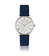 Сребрист дамски часовник със синя кожена каишка Anatola-0 снимка