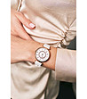 Розовозлатист дамски часовник с бяла кожена каишка Nevinа-3 снимка
