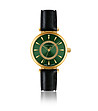 Златист часовник със зелен циферблат и черна каишка Ledora-0 снимка