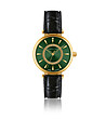 Часовник в златисто със зелен циферблат и черна каишка Ledora-0 снимка