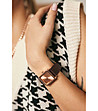 Дамски часовник в розовозлатисто с кафява кожена каишка Rachela-1 снимка