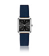 Сребрист часовник със синя кожена каишка Sobella-0 снимка