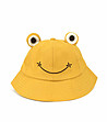 Памучна шапка в цвят горчица с дизайн Жабка-0 снимка