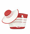 Плажен комплект от чанта и шапка в бяло и червено  Carian-0 снимка