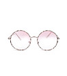 Сребристи кръгли слънчеви очила с розови лещи-1 снимка