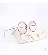 Сребристи кръгли слънчеви очила с розови лещи-4 снимка