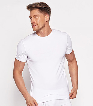 Бяла памучна мъжка тениска Bosco снимка