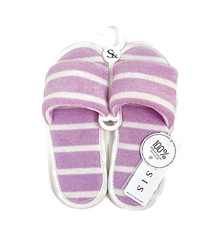 Дамски чехли в лилаво и бяло с високо съдържание на памук Aretha снимка