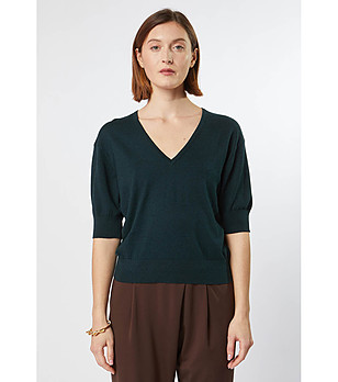 Памучна дамска блуза в тъмнозелено Ardenа снимка