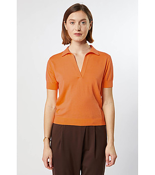 Оранжева памучна дамска блуза Gizela снимка