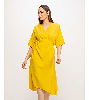 Жълта рокля с асиметрична дължина Eileen снимка