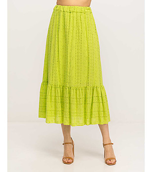 Зелена памучна пола от английска дантела снимка