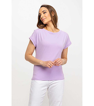 Памучна дамска светлолилава тениска снимка