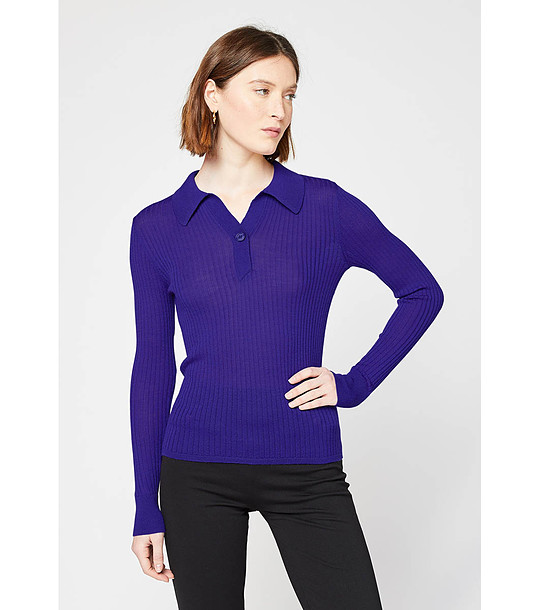 Дамски лилав вълнен пуловер Lenia снимка