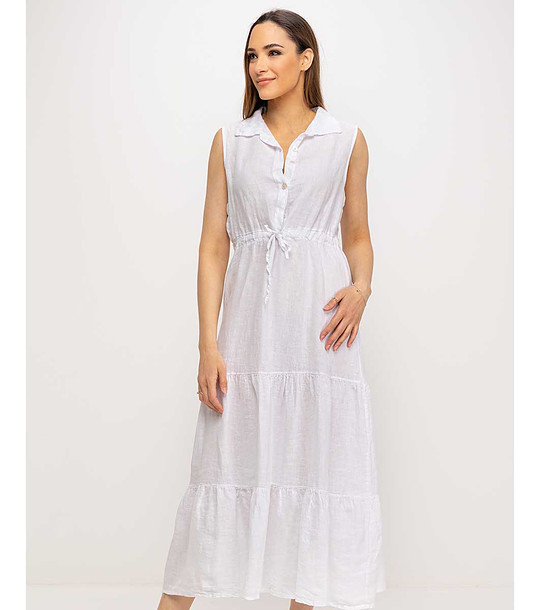 Ленена рокля без ръкави в бяло Aurora снимка