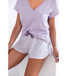 Памучна дамска светлолилава пижама Serenity-4 снимка