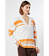 Дамски памучен пуловер в екрю и оранжево Ksenia-0 снимка