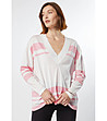 Дамски памучен пуловер в екрю и розово Ksenia-0 снимка