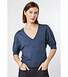 Памучна дамска блуза в цвят индиго Ardenа-0 снимка