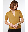 Памучна дамска блуза в цвят охра Gizela-0 снимка