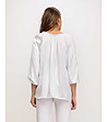 Oversize сатенена бяла дамска блуза-1 снимка