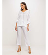 Oversize сатенена бяла дамска блуза-2 снимка