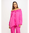 Oversize сатенена розова дамска блуза-0 снимка
