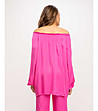 Oversize сатенена розова дамска блуза-1 снимка