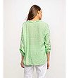 Памучна дамска блуза на каре в зелено и бяло-1 снимка