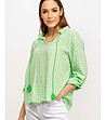 Памучна дамска блуза на каре в зелено и бяло-2 снимка