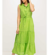 Ленена рокля без ръкави в зелено Aurora-3 снимка