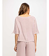Розова дамска блуза от памук и лен-1 снимка