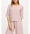 Розова дамска блуза от памук и лен-3 снимка