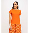 Памучна дамска оранжева тениска-0 снимка