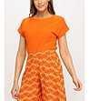 Памучна дамска оранжева тениска-3 снимка